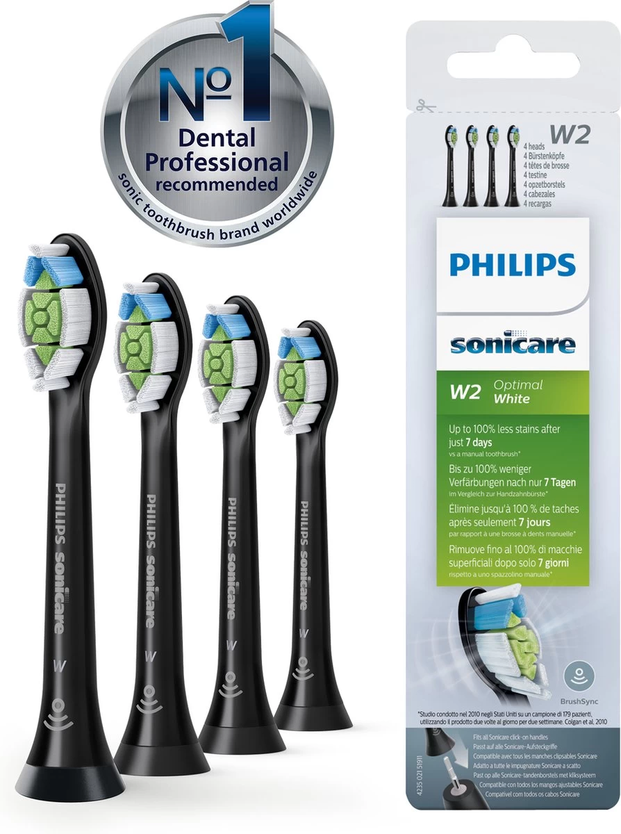 Philips Sonicare W2 Optimal White HX6064/11 - Opzetborstels - 4 Stuks - Zwart 18 Philips Sonicare W2 Optimal White HX6064/11 - Opzetborstels - 4 Stuks - Zwart - Afbeelding 16