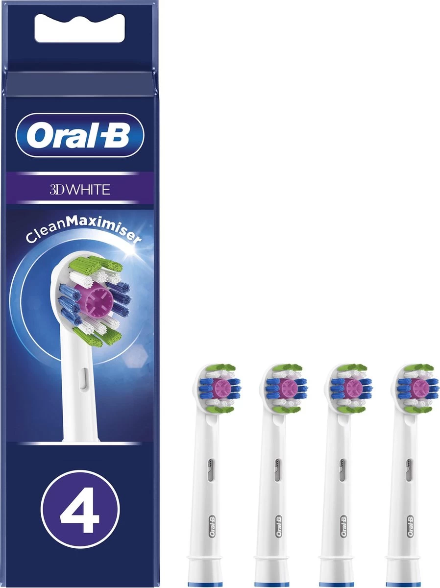 Oral B Oral-B 3D White - Met CleanMaximiser-technologie - Opzetborstels - 4 Stuks 3 Oral B Oral-B 3D White - Met CleanMaximiser-technologie - Opzetborstels - 4 Stuks