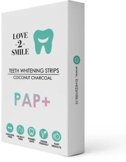 Love2smile PAP+ Premium Strips - Whitening Strips - De Natuurlijke Tandenbleker Van Nederland & België - Goedgekeurde Tandenbleek Strips - Teeth Whitening Strips - Wittere Tanden - Zonder Peroxide