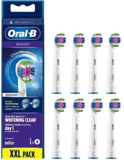 Oral B Oral-B 3D White - Met CleanMaximiser-technologie - Opzetborstels - 8 Stuks -Mondverzorging 932x1200